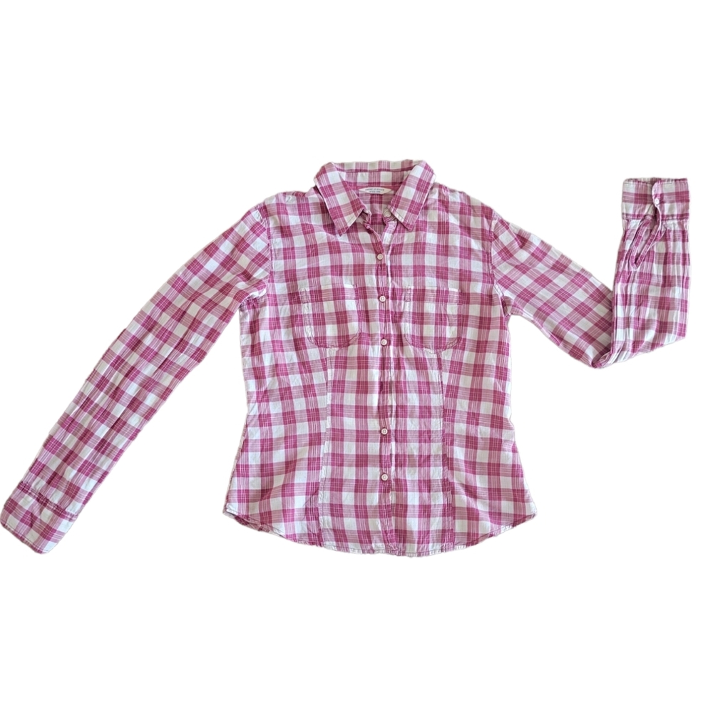 American Eagle Plaid Women's Button Up Pink Small